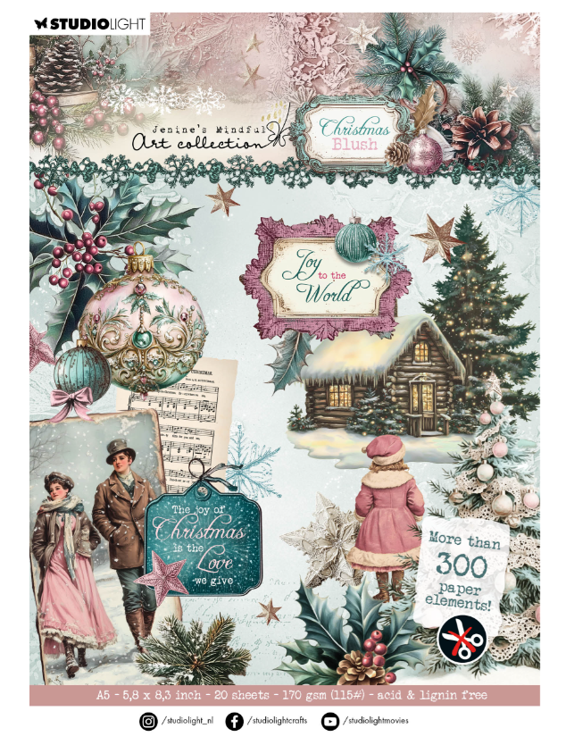 Christmas Blush Die-Cut papers, 300 die-cuts